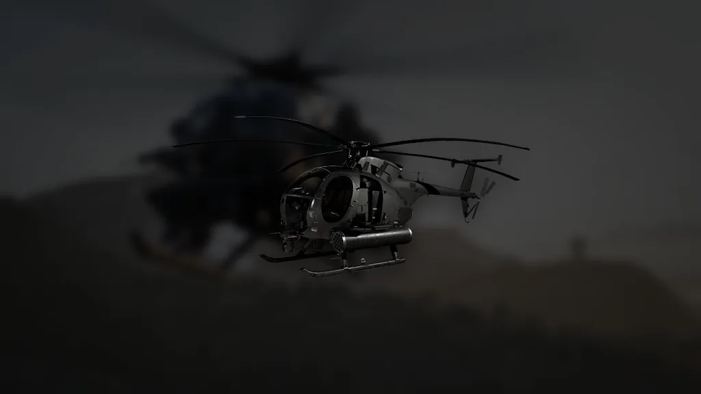 AH-6R [Rockets] aus WARDOGS – Symbol aus dem Spiel vor einer Spielszene