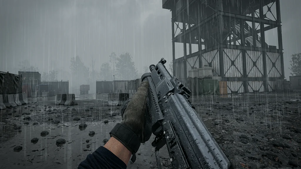 WARDOGS: PP-19 Bizon in der Ego-Perspektive auf nassem Schotter