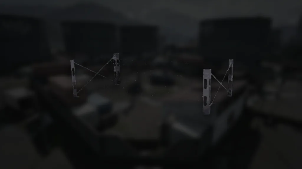 Stacheldraht aus WARDOGS – Symbol aus dem Spiel vor einer Spielszene